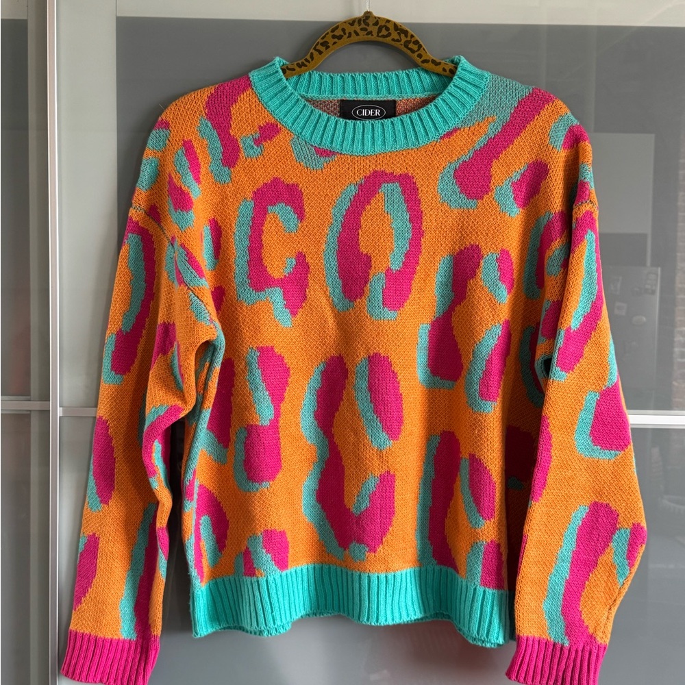 SOLD — Cider Colorful Leopard Print Sweater